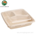 Disposable sugarcane bagasse 3 compartments food container